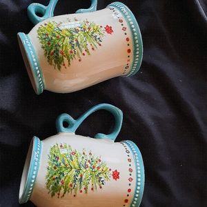 Pioneer Woman Cheerful Rose Christmas Mugs